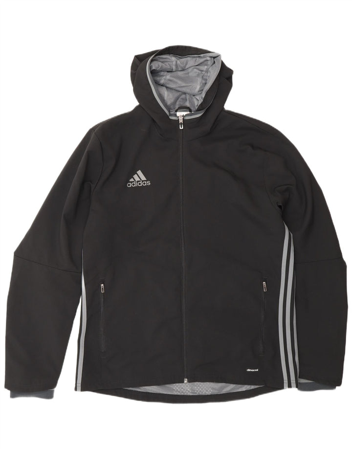 ADIDAS Mens Climacool Hooded Tracksuit Top Jaqueta Grande Poliéster Preto