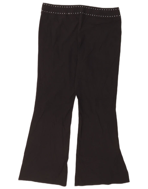 Marks & Spencer Womens Flare Casual Trousers UK 16 Large W34 L29 Black