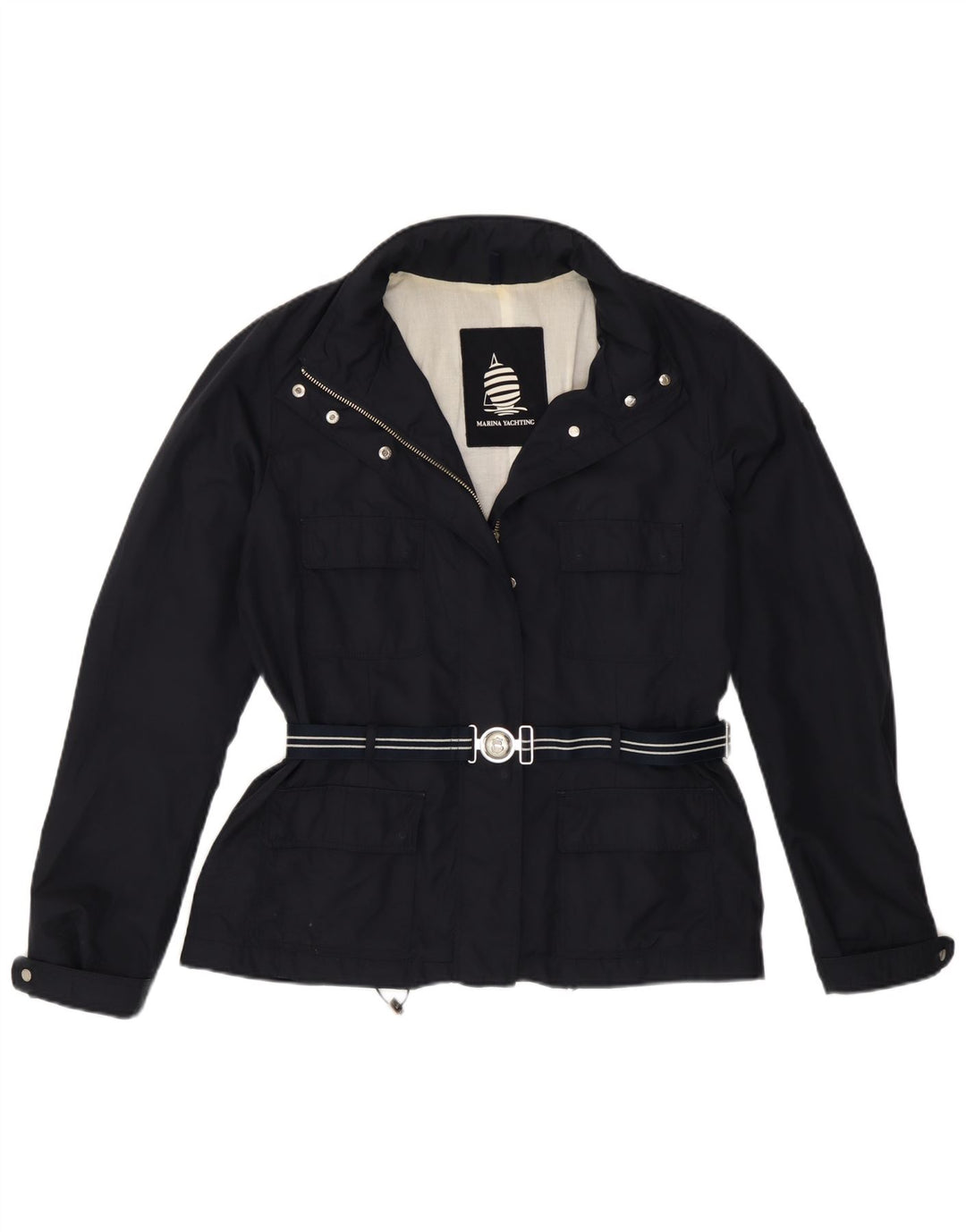 Jaqueta utilitária feminina com capuz Marina Yachting IT 46 grande azul marinho