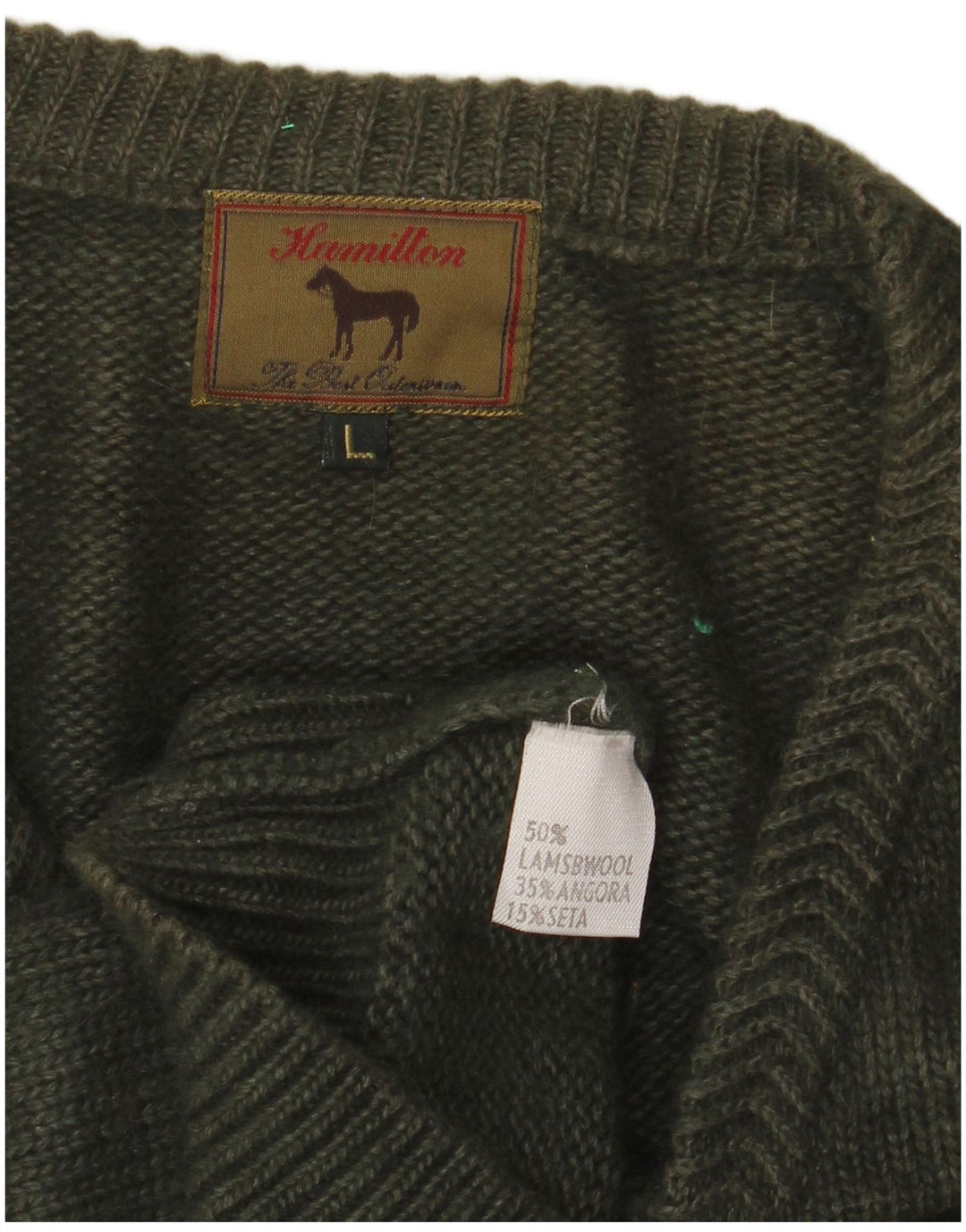 Suéter masculino HAMILTON com decote em V grande lã de cordeiro cáqui