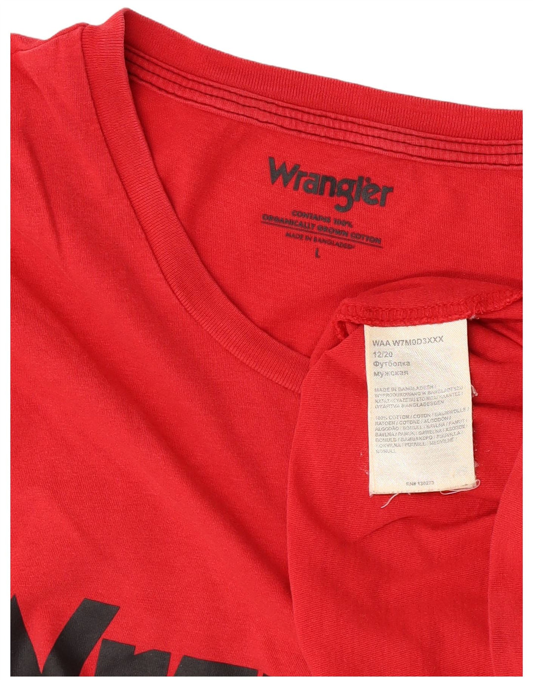 Camiseta Wrangler masculina gráfica grande algodão vermelho