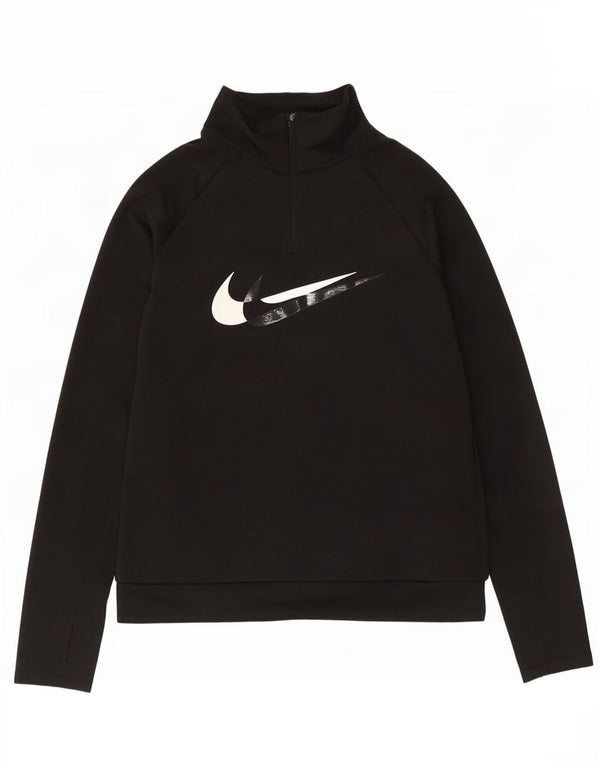 Moletom Nike Feminino Dri Fit Graphic Zip Neck Suéter UK 6 XS Preto