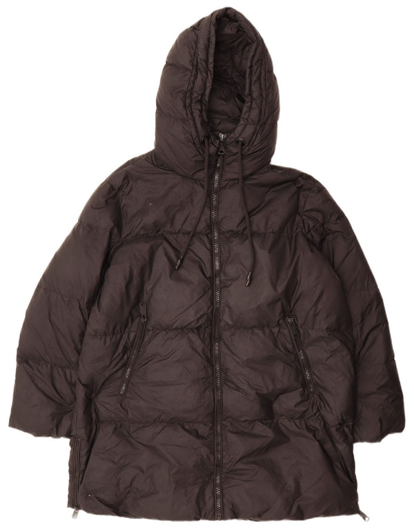 Casaco feminino acolchoado com capuz e capuz Zara UK 10 pequeno preto poliamida