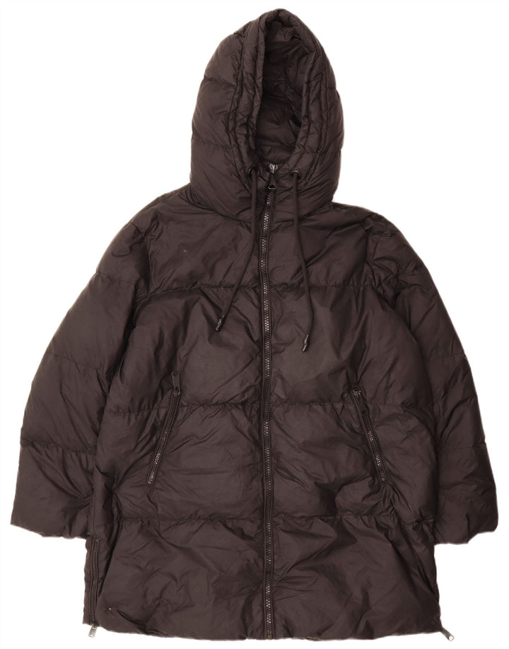 Casaco feminino acolchoado com capuz e capuz Zara UK 10 pequeno preto poliamida