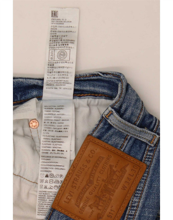 Calça Jeans Levis 511 Slim Masculina W34 L30 Azul Algodão