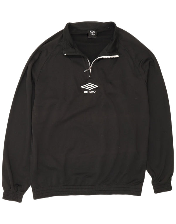 Moletom masculino Umbro com zíper e gola alta em poliéster preto grande