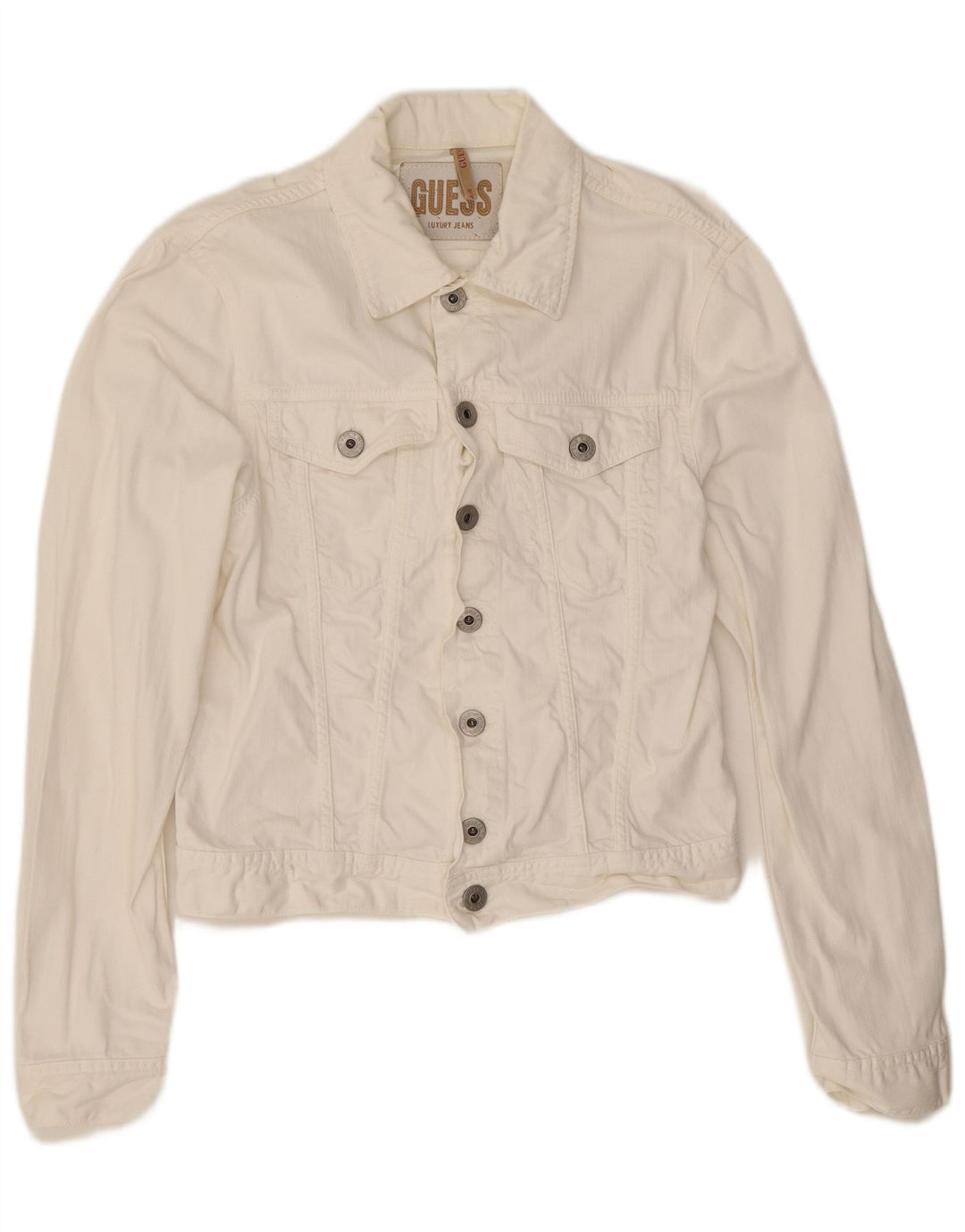 Jaqueta jeans feminina Guess UK 14 algodão branco médio
