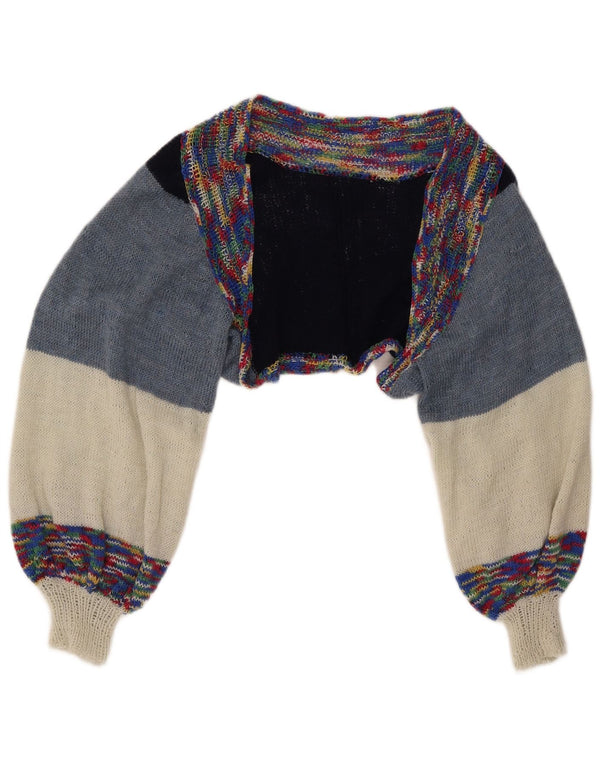 Bolero Crop Feminino Vintage UK 14 Bloco colorido médio multicolorido