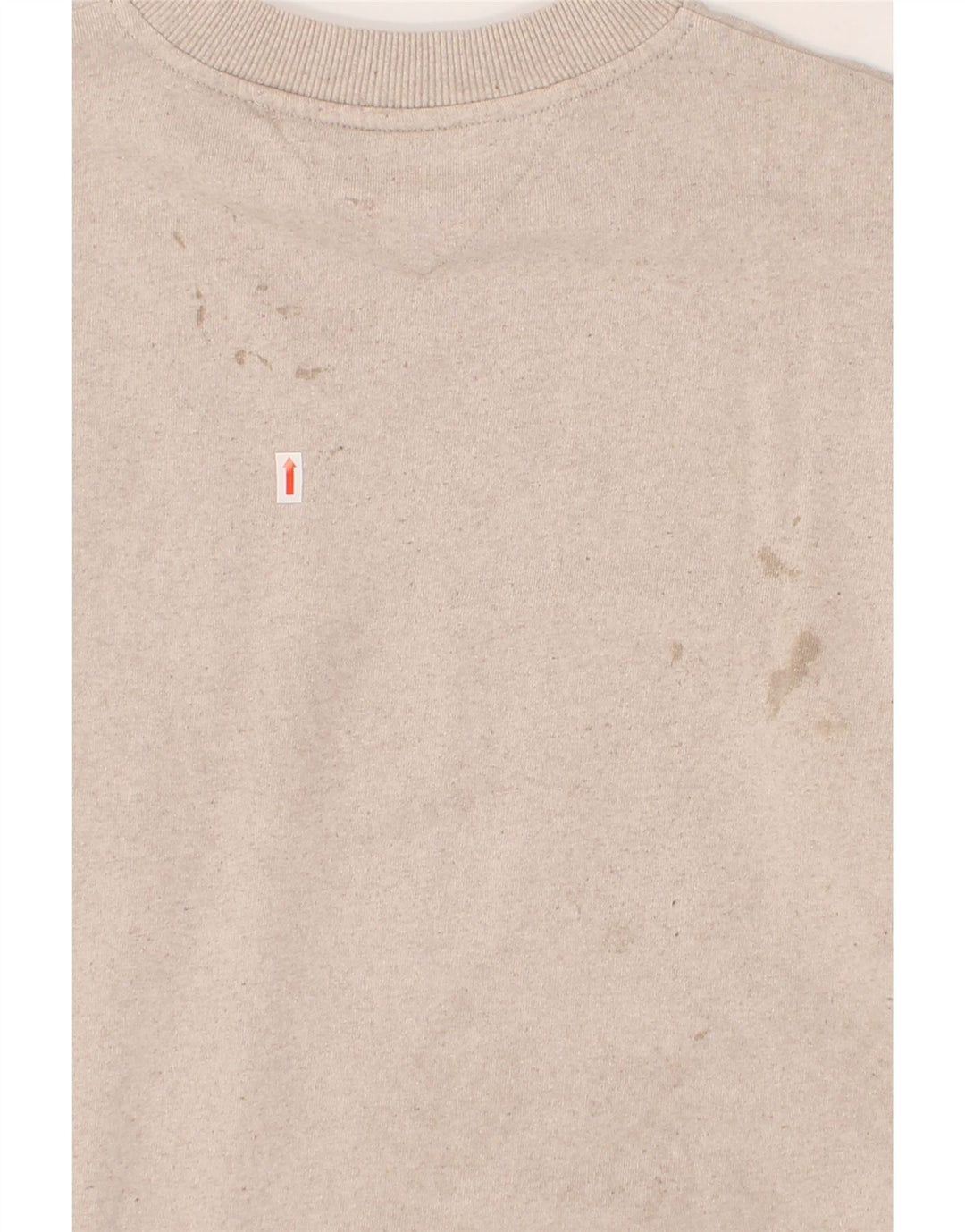 TOMMY HILFIGER Mens Graphic Sweatshirt Jumper Medium Beige Cotton Vintage Tommy Hilfiger and Second-Hand Tommy Hilfiger from Messina Hembry 