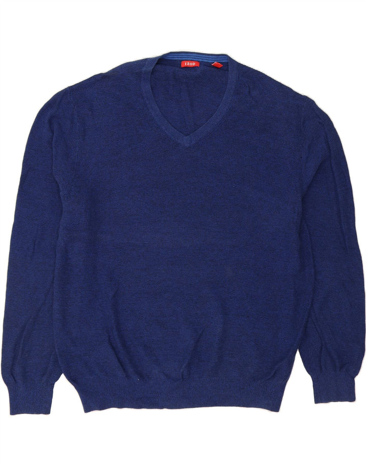 IZOD Mens V-Neck Jumper Sweater XL Navy Blue Flecked Cotton Vintage Izod and Second-Hand Izod from Messina Hembry 