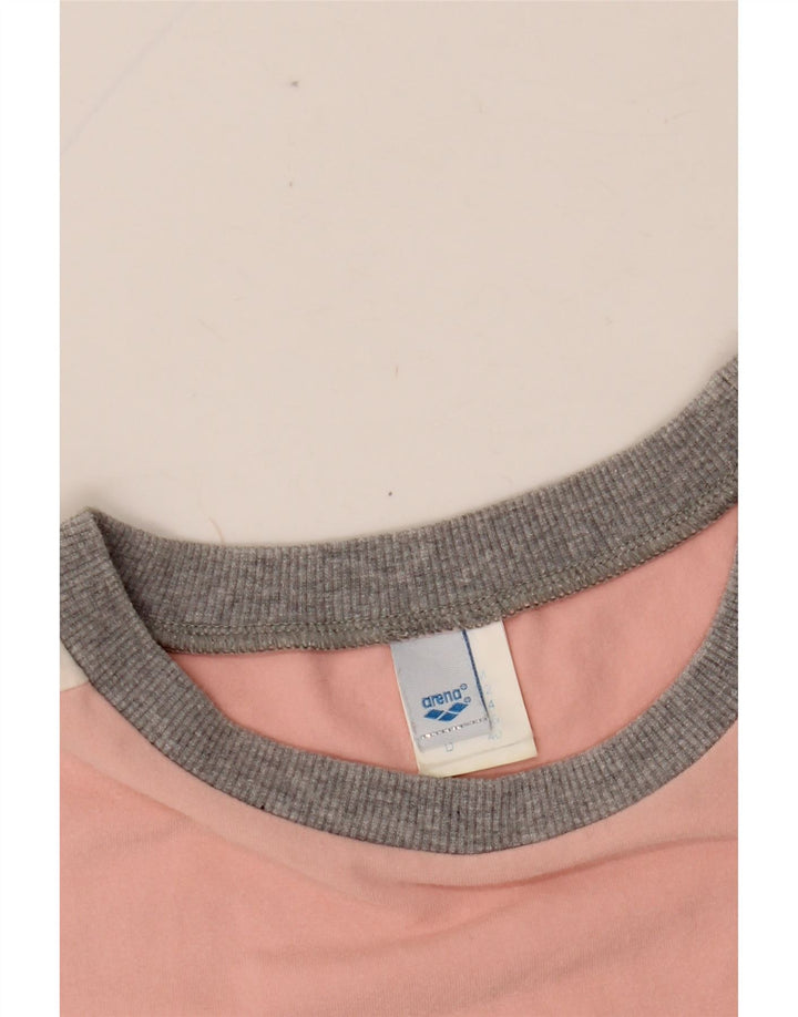 Camiseta feminina ARENA com estampa gráfica UK 14 algodão colorblock rosa médio