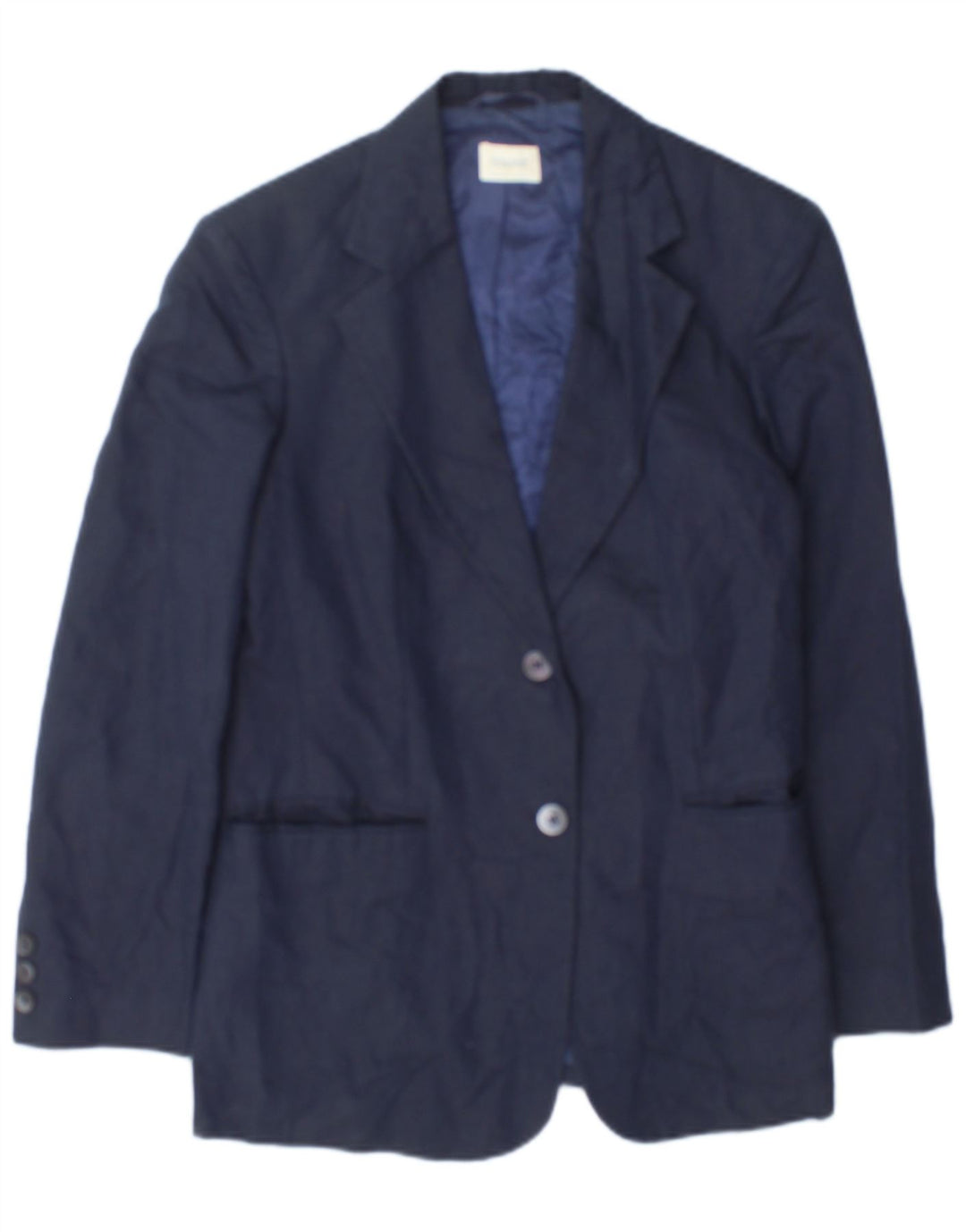 Jaqueta blazer feminina de 2 botões Benetton IT 42 algodão azul marinho médio