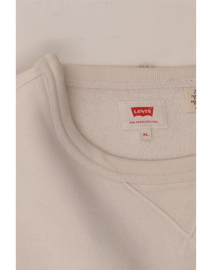 LEVI'S Mens Graphic Sweatshirt Jumper XL White Cotton Vintage Levi's and Second-Hand Levi's from Messina Hembry 