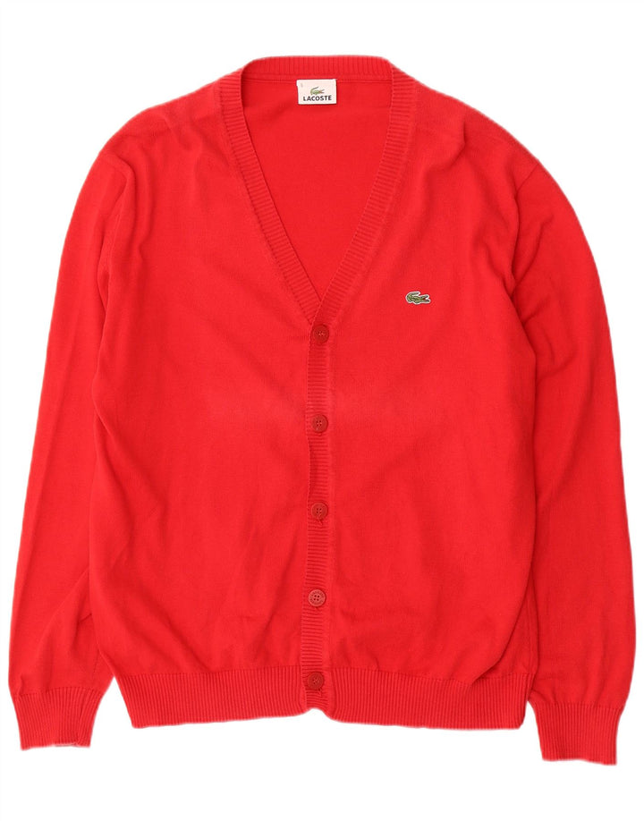 Suéter cardigã masculino Lacoste tamanho 5 grande algodão vermelho