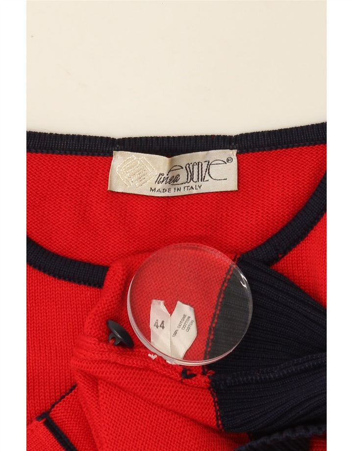 VINTAGE Womens Cardigan Sweater IT 44 Medium Red Cotton Vintage Vintage and Second-Hand Vintage from Messina Hembry 
