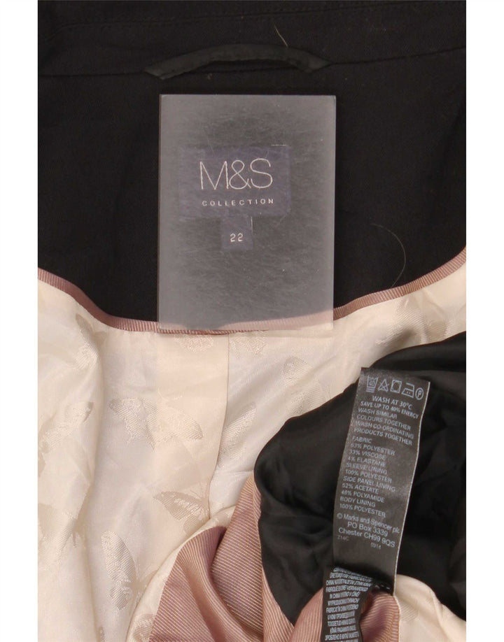 Jaqueta blazer feminina Marks & Spencer com 1 botão Reino Unido 22 3XL poliéster preto