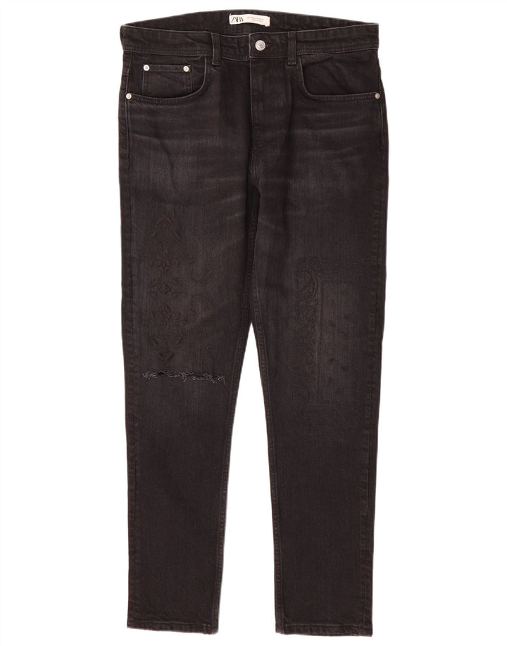 Zara Jeans Slim Feminino EU 40 Médio W31 L29 Algodão Preto