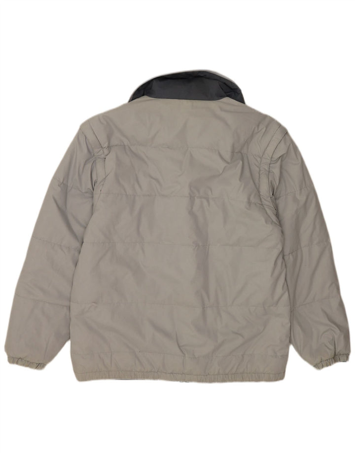 Jaqueta acolchoada reversível masculina North Land UK 40 grande poliéster cinza
