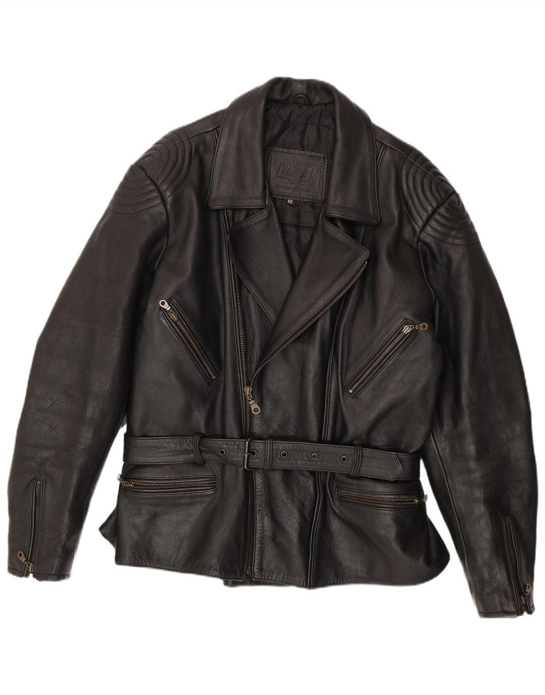 Jaqueta Louis Mens Couro Biker UK 42 XL Couro Preto