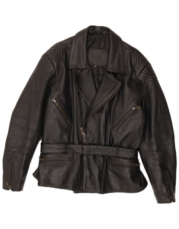 Jaqueta Louis Mens Couro Biker UK 42 XL Couro Preto