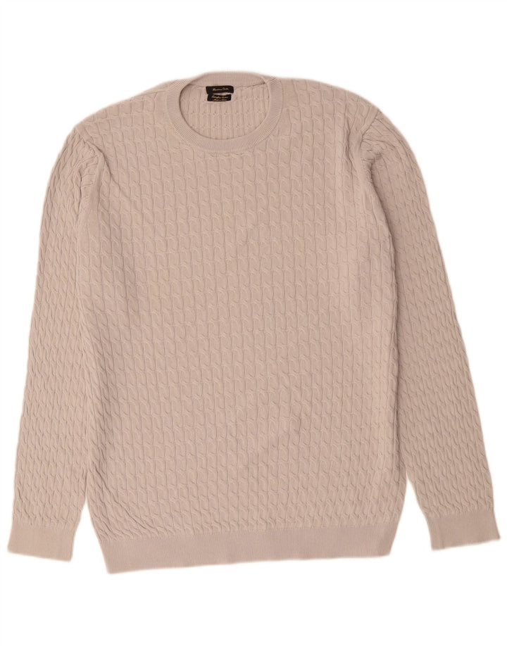 Suéter masculino Massimo Dutti com gola redonda XL algodão cinza