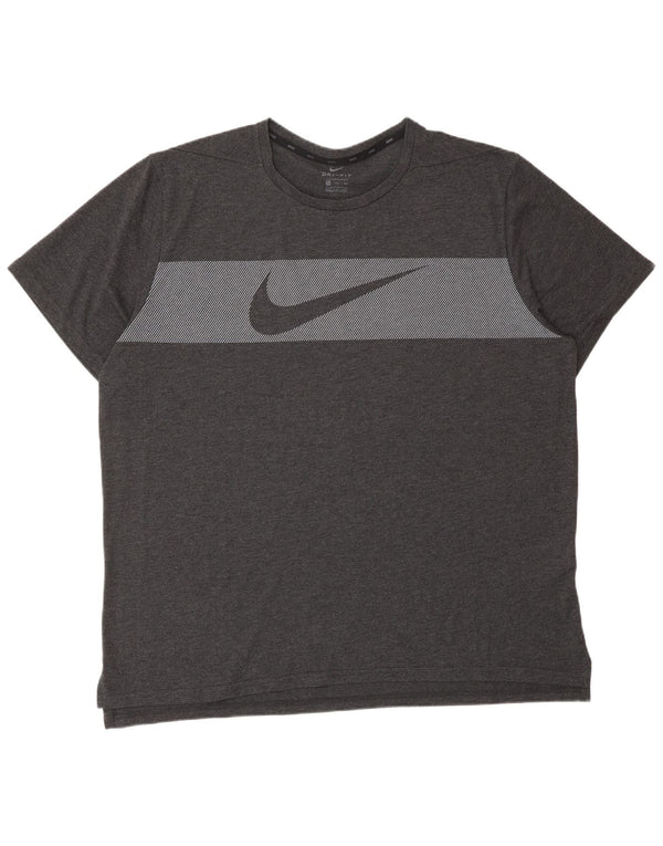 Camiseta masculina NIKE Dri Fit Graphic Top 2XL cinza risca de giz algodão
