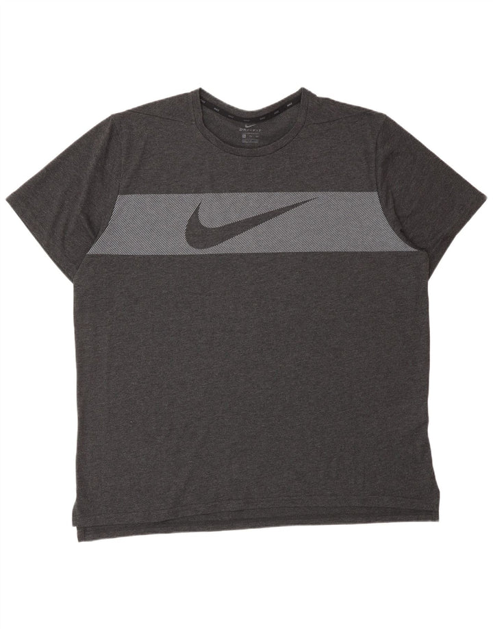 Camiseta masculina NIKE Dri Fit Graphic Top 2XL cinza risca de giz algodão