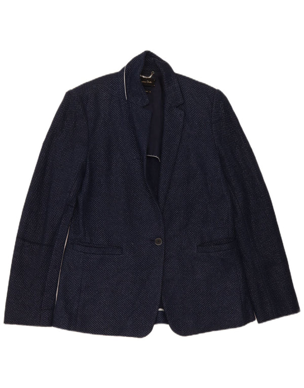 Jaqueta blazer feminina Massimo Dutti com 1 botão UE 40 algodão azul marinho médio