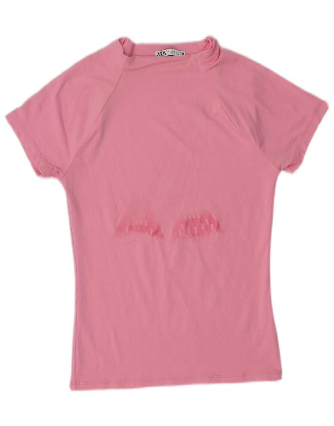 Zara Womens Graphic T-Shirt Top UK 8 Pequeno Rosa
