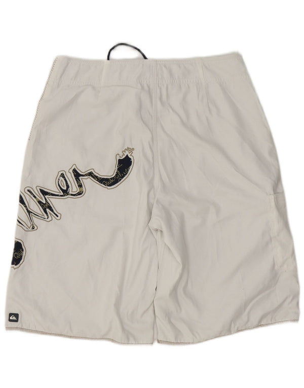 Quiksilver Mens Graphic Natação Shorts Médio Poliéster Branco