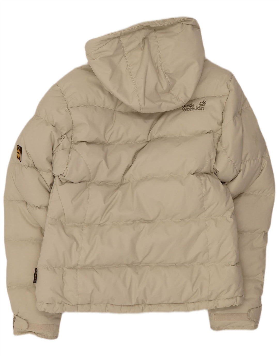Jaqueta acolchoada com capuz feminina Jack Wolfskin Reino Unido 10 pequena poliamida bege