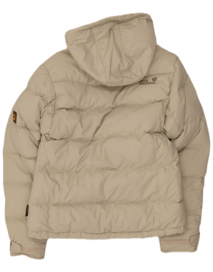 Jaqueta acolchoada com capuz feminina Jack Wolfskin Reino Unido 10 pequena poliamida bege