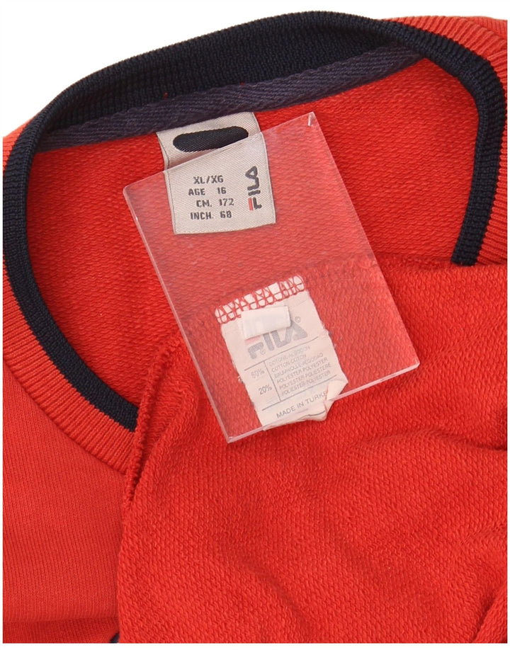 FILA Boys Graphic Sweatshirt Jumper 15-16 Anos XL Vermelho Algodão