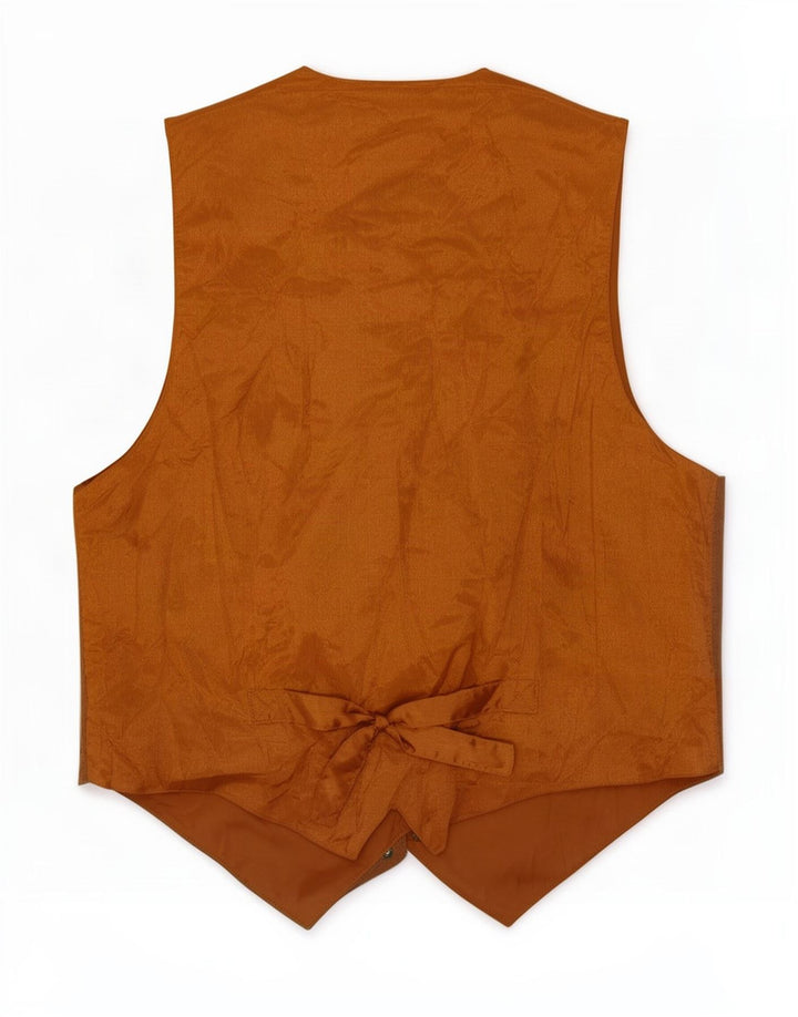 Colete masculino vintage de camurça pequeno couro bege
