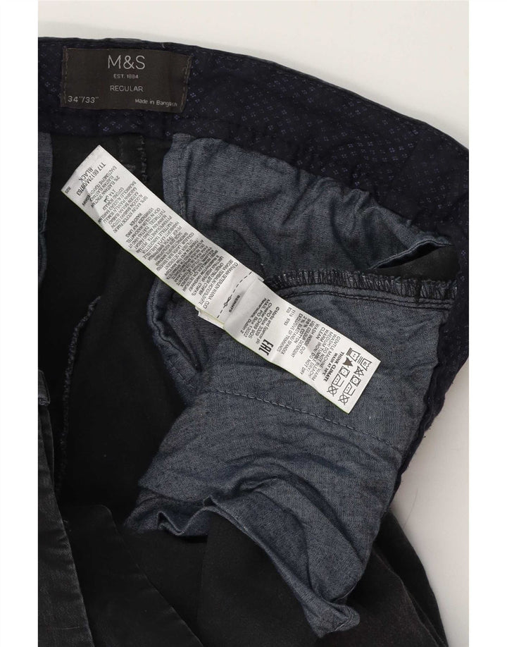Calça chino masculina Marks & Spencer regular W34 L33 algodão preto