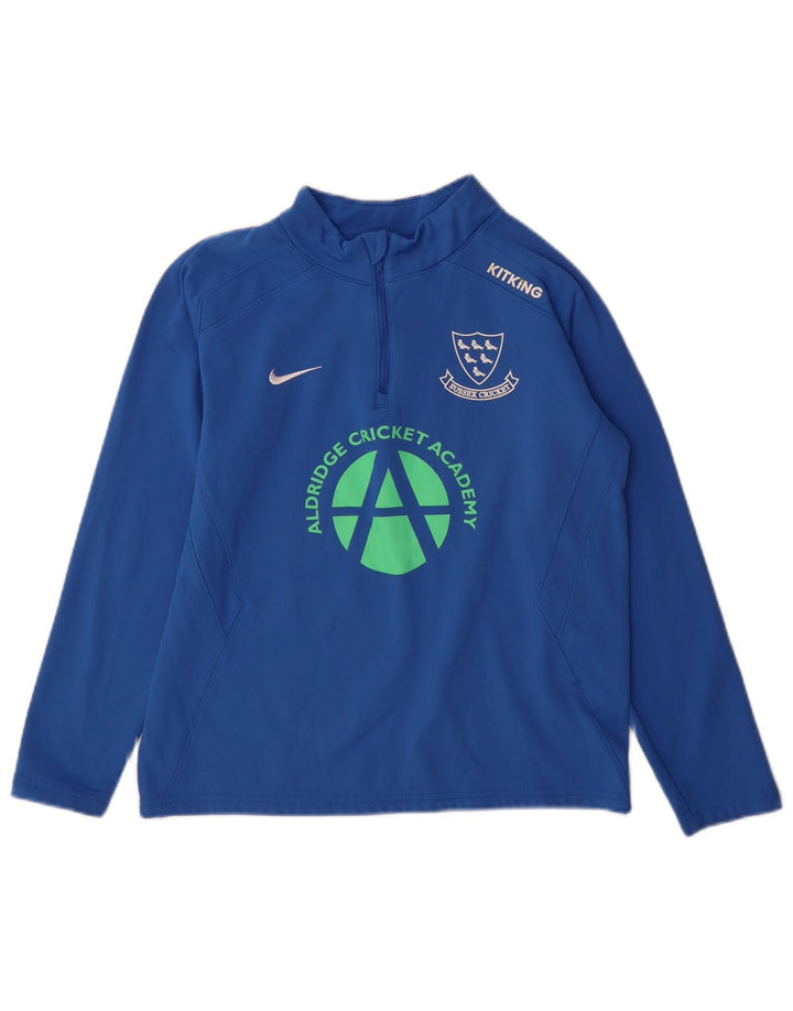 Top de treino Nike Boys Graphic Zip Neck pulôver 13-14 anos XL Azul