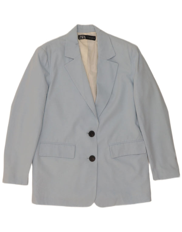 Zara Jaqueta Blazer Oversized Feminina com 2 Botões Reino Unido 10 Pequeno Azul