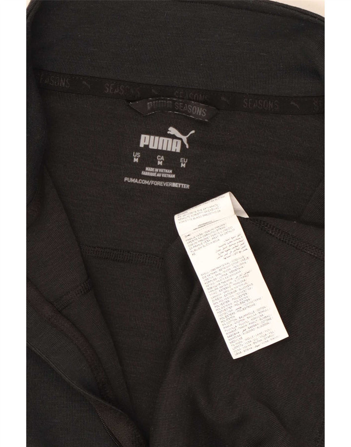 Puma Mens Zip Neck Pullover Treino Top Médio Poliéster Preto