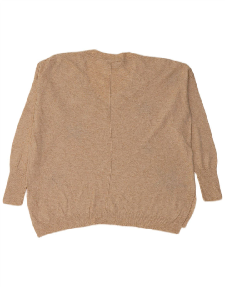 Suéter feminino MINT VELVET com estampa abstrata e decote em V Reino Unido 10 pequeno bege