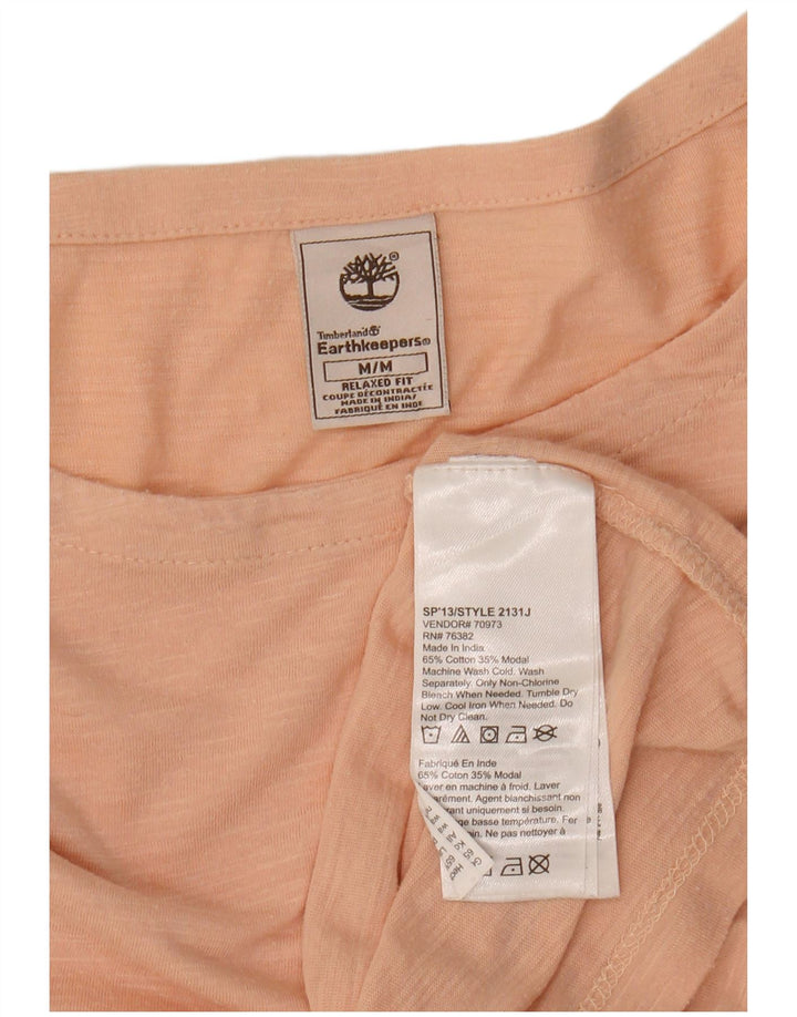 Top feminino TIMBERLAND com ajuste relaxado e manga comprida UK 14 algodão rosa médio