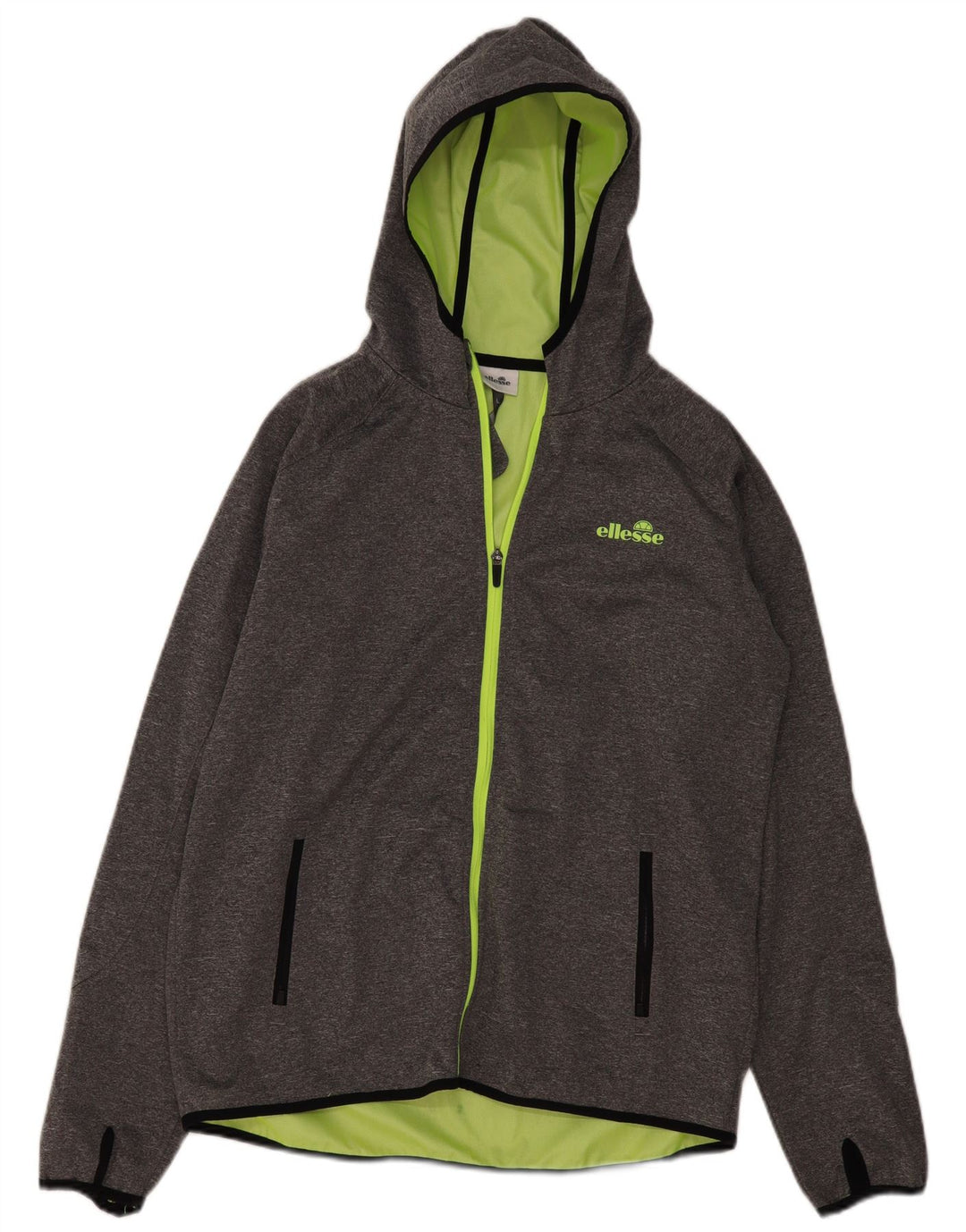 Jaqueta masculina Ellesse com capuz e jaqueta grande de poliéster cinza