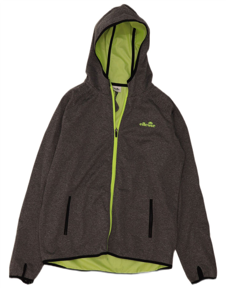 Jaqueta masculina Ellesse com capuz e jaqueta grande de poliéster cinza
