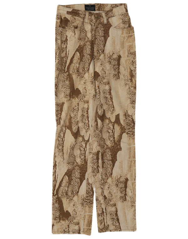 Trussardi Womens Abstract Pattern Straight Casual Trousers W26 L31 Beige
