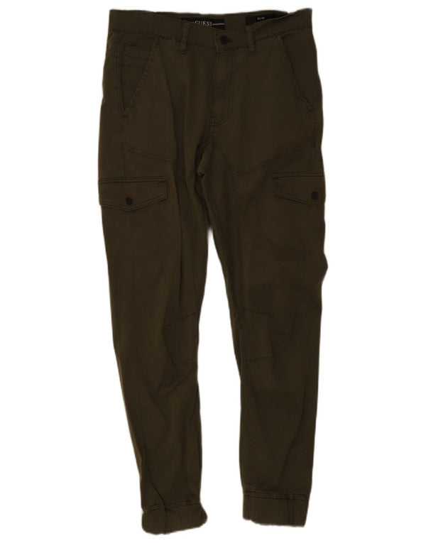 Guess Mens Joggers Cargo Calças W29 L29 Algodão Cáqui