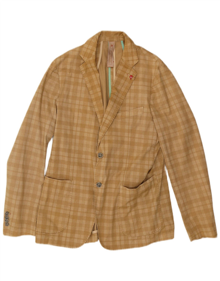 Jaqueta blazer masculina Bernese com 2 botões EU 54 2XL xadrez bege