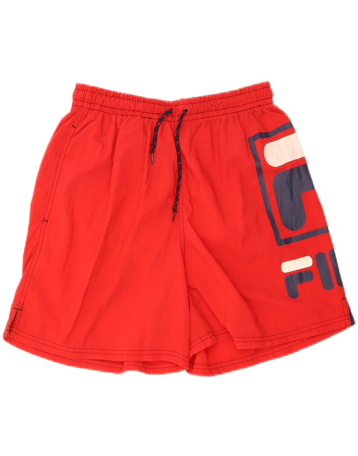 Fila Mens Graphic Sport Shorts Médio Vermelho Nylon