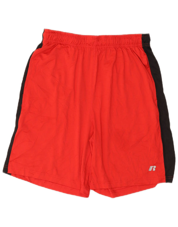 Shorts esportivos masculinos RUSSELL ATLÉTICOS de poliéster colorblock vermelho médio