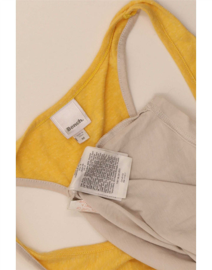 Colete feminino de banco UK 12 algodão colorblock amarelo médio
