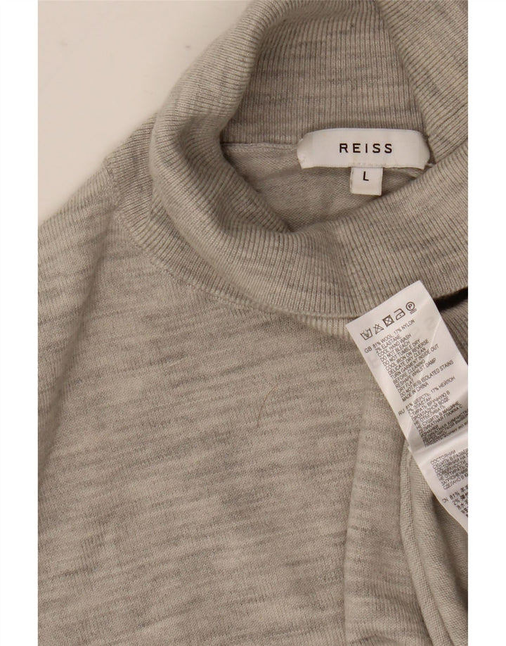 Suéter masculino Reiss com gola redonda e lã manchada cinza grande