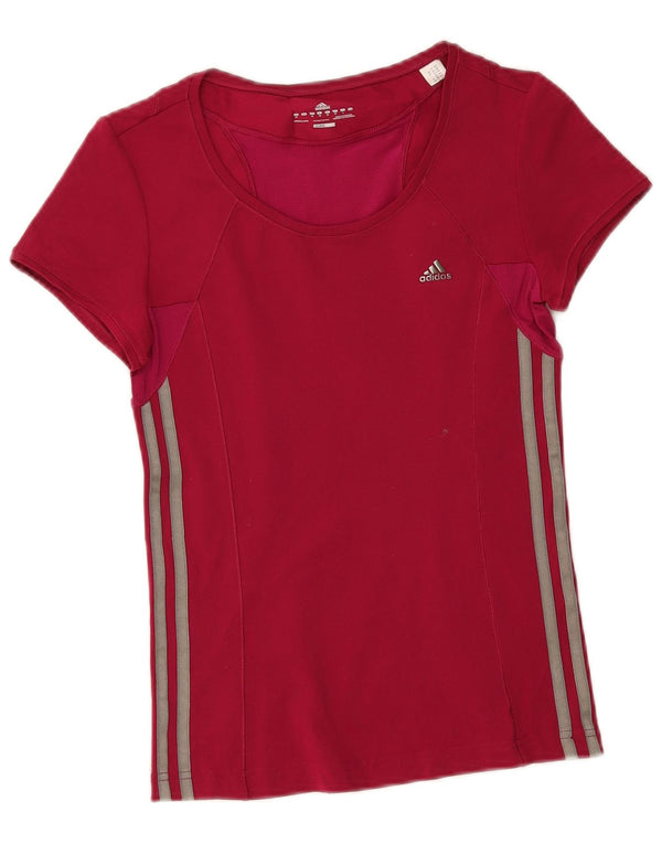 Adidas Womens Climacool T-Shirt Top UK 12 Médio Vermelho Poliéster Esportes